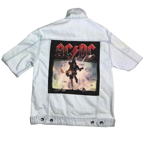 ACDC Denim Jacket Size Small Back Side Patch 2018 Denim Blue Button Jacket - Picture 1 of 14